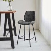 Beau Barkruk Grijs Chenille Stof - 67 cm Zithoogte - Zonder Armleuning...