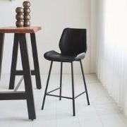 Beau Industriële Barkruk Zwart Kunstleer – 67 cm Zithoogte - Zonder Ar...