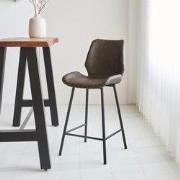 Beau Industriële Barkruk Taupe Kunstleer – 62 cm Zithoogte - Zonder Ar...