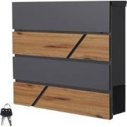 Brievenbus met krantenvak 37x36,5x11 cm antraciet/houtlook staal ML de...