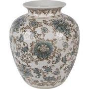 Clayre & Eef Vaas Ø 22x25 cm Wit Blauw Keramiek