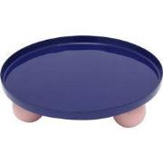 Present Time - Dienblad Double Funky Rond Large - Cobalt blue & soft p...
