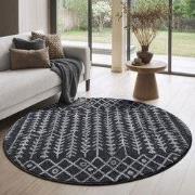 Rond Boho Vintage Kelim | Laagpolig Vloerkleed | Modern Tapijt | Woonk...