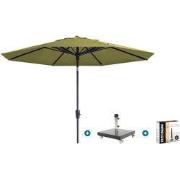 Madison Paros 2 Luxe stokparasol 3 m. rond - Sage green met Granada vo...