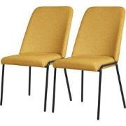 Eetkamerstoelen set van 2 mosterd met rugleuning, gestoffeerde stoelen...