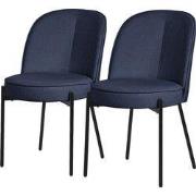 Eetkamerstoelen set van 2 donkerblauw met rugleuning, gestoffeerde sto...