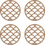 Krumble Pannenonderzetter met schubben patroon - Bruin - Set van 4