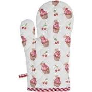 Clayre & Eef Ovenwant 18x30 cm Rood Katoen Cupcakes