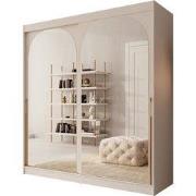 Meubella - Moniq - Kledingkast met schuifdeuren - Beige - 200x65x215 c...