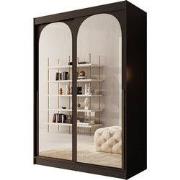 Meubella - Moniq - Kledingkast met schuifdeuren - Zwart - 150x65x215 c...