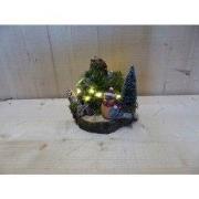 Amaryllis bol met mos en kerstverlichting met vogel