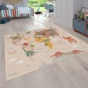 Kindervloerkleed - Binola - Wereldkaart- Beige - 100x200 cm