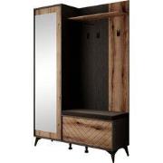 Meubella - Kapstok Dolores - Eiken - Zwart - 134 cm