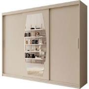 Meubella - Kledingkast Azai - Beige - 250 cm - Met spiegel