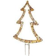 Classic warm 200 Micro-LED verlichte boom op tuinsteker wicker bruin H...