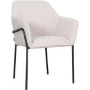 LABEL51 Eetkamerstoel Dexter - Naturel - Boucle - Zwart Metalen Frame
