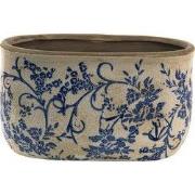 Clayre & Eef Bloempot 22x10x12 cm Blauw Wit Keramiek Bloemen