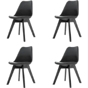 Madera eetkamerstoel zwart - Zwart onderstel - Set van 4