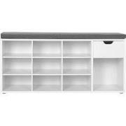 Opbergbank voor schoenen wit 10 vakken 1 lade