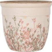 Clayre & Eef Bloempot Ø 18x17 cm Beige Keramiek Bloemen