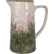 Clayre & Eef Decoratie Kan 21x14x26 cm Beige Keramiek Bloemen