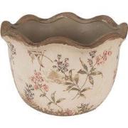 Clayre & Eef Bloempot Ø 20x13 cm Beige Roze Keramiek Bloemen