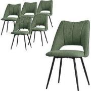 Eetkamerstoel set van 6 groen gestoffeerd incl. montagemateriaal Gesto...