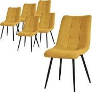Eetkamerstoelen set van 6 mosterdgeel Keukenstoel met polyester hoes e...