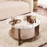 Cairo Salontafel Rond Ø75 cm Walnoot - Glas 75x75x40 cm