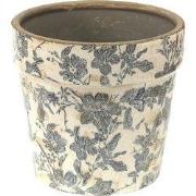 Clayre & Eef Bloempot Ø 16x15 cm Grijs Beige Keramiek Bloemen