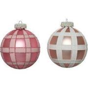 Kerstbal glas d8cm roze a2