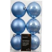 Kerstbal kunststof d8 cm sky blauw 6 st