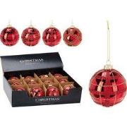 Kerstbal glas 8 cm 4ass rood