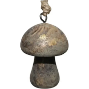 Kersthanger mushroom hout s, vintage gold