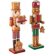GRANSJON - Decoratie figuur set van 2 - Rood/Oranje - Dennenhout