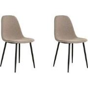 QUVIO Eetkamerstoel Lilly - Polyester - Staal - Lichtbruin - Set van 2