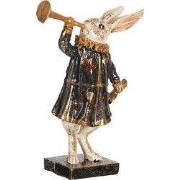 Clayre & Eef Beeld Konijn 8x4x12 cm Zwart Wit Polyresin