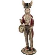 Clayre & Eef Beeld Konijn 39 cm Wit Goudkleurig Polyresin Klok