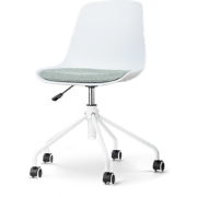 Nout-Liv bureaustoel wit met zacht groen zitkussen - wit onderstel