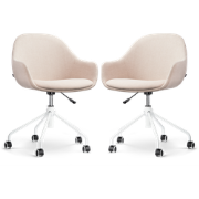 Nout-Mae bureaustoel beige - wit onderstel - set van 2