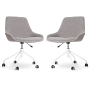 Nout-Isa bureaustoel bouclé taupe - wit onderstel - set van 2