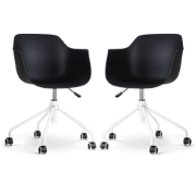 Nout-Puk bureaustoel zwart - wit onderstel - set van 2