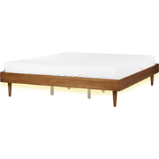 TOUCY - Bed met LED - Lichtbruin - 180 x 200 cm - Rubberhout