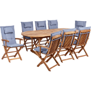 MAUI II - Tuinset voor 8 - Lichthout/Blauw - Acaciahout