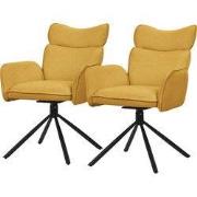 Eetkamerstoel set van 2 draaibare mosterd met rugleuning en armleuning...
