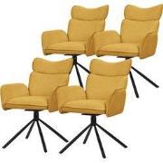 Eetkamerstoel set van 4 draaibare mosterd met rugleuning en armleuning...