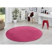 Rond Uni Laagpolig Effen Vloerkleed - Fancy - Roze / Pink - 133cm rond...