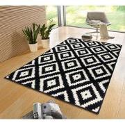 Laagpolig vloerkleed - Design velours Diamond - Zwart / Wit - 80x150 c...