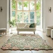 Laagpolig Wollen Vloerkleed Bryony Shaped - Floral Groen - 120x170 cm