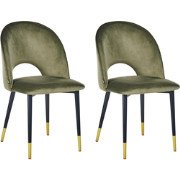 MAGALIA - Eetkamerstoel set van 2 - Olijfgroen - Fluweel